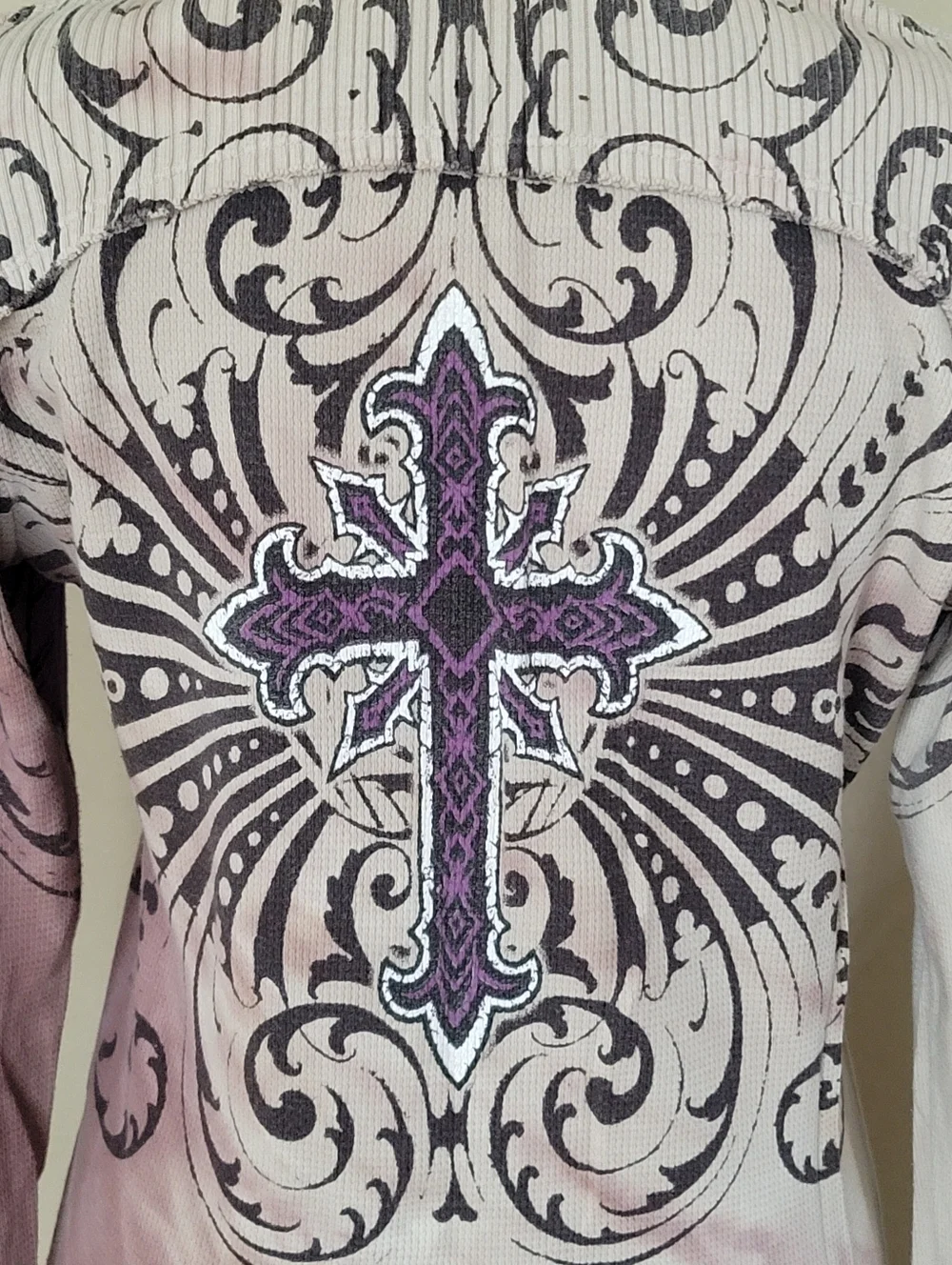 Sinful Women's Purple Heart & Wing Long Sleeve Top - Picture 5 of 7